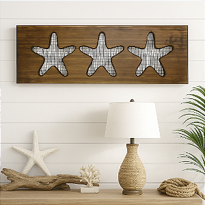 Quadro Madeira Com Tela Estrelas