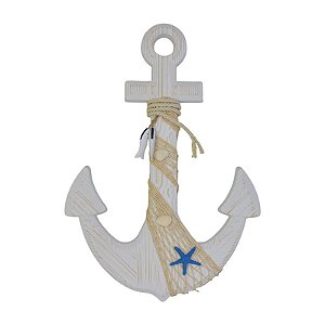 Enfeite Ancora De Madeira Sisal Com Peixes