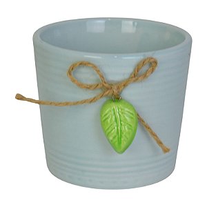 Vaso Com Relevo Linhas Folha Azul