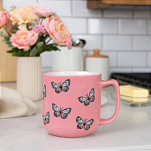 Caneca Borboletas Rosa