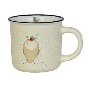 Caneca De Coruja Bege