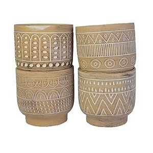 Vasos Em Ceramica Relevo Geometrico Diversos M