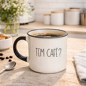 Caneca Branca Tem Café