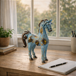 Cavalo Com Glitter Azul