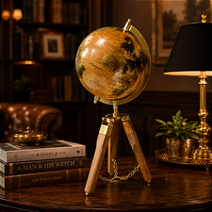 Globo Decorativo Premium Vintage com Tripé Amadeirado