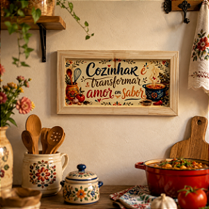 Quadro Decorativo “Cozinhar é Transformar Amor em Sabor”