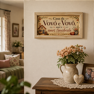 Quadro Decorativo “Casa da Vovó e Vovô – Aqui o Amor Transborda”