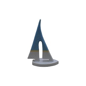 ESCULTURA VELEIRO M CERAMICA AZUL E BRANCO