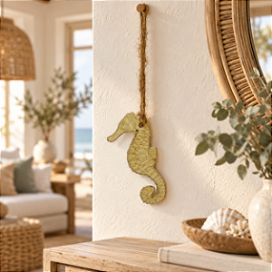 Cavalo-Marinho Bege Decorativo de Pendurar
