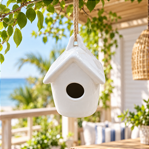Casinha de Pássaro Decorativa com Telhado em Cerâmica