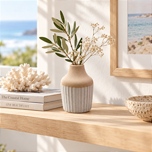 Vaso Decorativo Bicolor Canelado