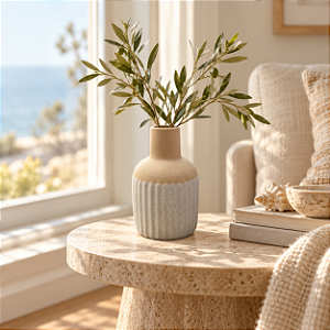 Vaso Decorativo Bicolor com Gargalo Alto