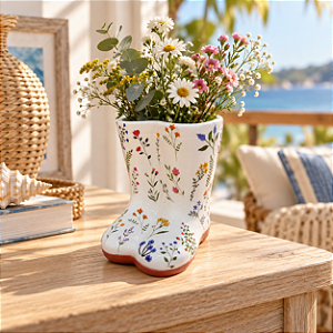 Vaso Decorativo Bota Floral