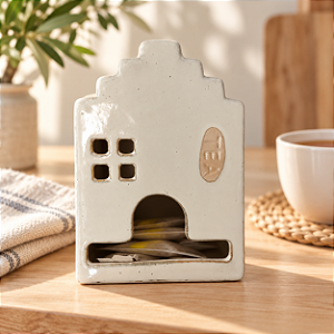 Porta-Sachês Casinha em Cerâmica – Capacidade para 10 Sachês