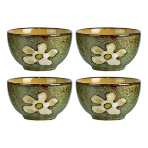 Mini Bowl Flores Jogo C/4 peças em Cerâmica