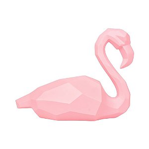 Enfeite Flamingo Sentado Geométrico Médio em Resina