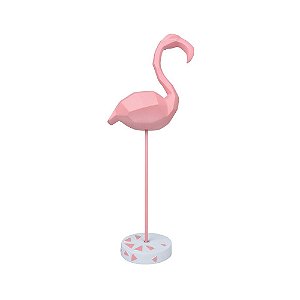 Enfeite Flamingo Geométrico Médio em Resina