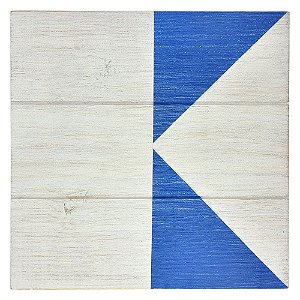 Bandeira Náutica Alfa em Madeira Azul e Branco