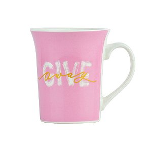 Caneca Rosa Give em Cerâmica