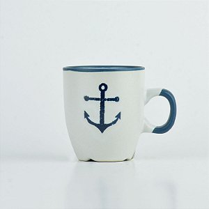 Caneca Oceano Branca Âncora P em Cerâmica