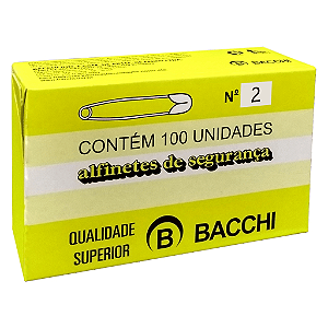 ALFINETE DE SEGURANÇA N° 2 NIQUELADO C/100 UNIDADES - BACCHI