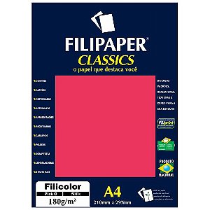 PAPEL FILICOLOR 180 G/M² A4 PINK C/50 FLS - FILIPERSON