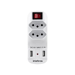 ADAPTADOR DE 2 TOMADAS E 2 USB EAC 1002 BRANCO - INTELBRAS