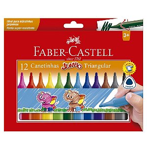 CANETINHA HIDROGRÁFICA JUMBO TRIANGULAR 12 CORES - FABER-CASTELL