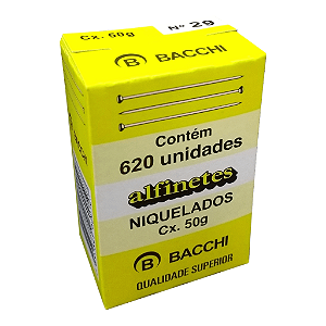 ALFINETE DE AÇO Nº 29 NIQUELADO 50G - BACCHI