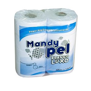 PAPEL HIGIÊNICO ROLÃO 300MX10CM BRANCO LUXO C/8 UNIDADES - MANDYPEL