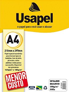 PAPEL OPALINE 180 G/M² A4 BRANCO C/50 FLS - USAPEL