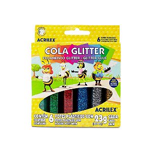 COLA GLITTER COLORIDA 23G C/6 CORES - ACRILEX