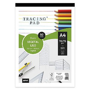 BLOCO VEGETAL LISO A4 70/75 G M² TRACING PAD C/50 FLS - SPIRAL