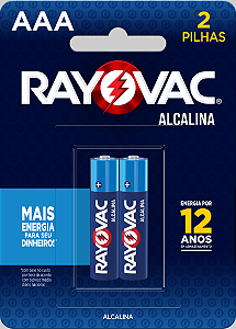 PILHA ALCALINA AAA PALITO C/2 UNIDADES - RAYOVAC