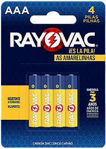 PILHA AS AMARELINHAS AAA PALITO C/4 UNIDADES - RAYOVAC
