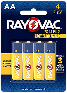 PILHA AS AMARELINHAS AA PEQUENA C/4 UNIDADES - RAYOVAC