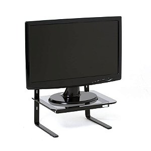 SUPORTE PARA MONITOR OFFICE PRETO/VIDRO FUMÊ - RELIZA