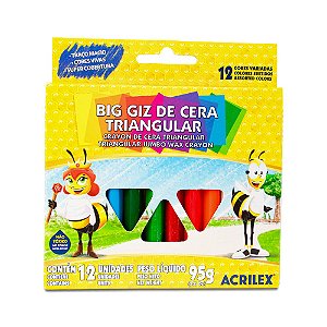 BIG GIZ DE CERA TRIANGULAR C/12 CORES - ACRILEX