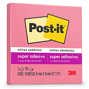 BLOCO ADESIVO POST-IT 654 76MMX76MM PINK 90 FLS - 3M