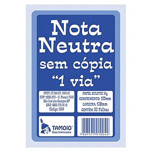 NOTA NEUTRA SEM CÓPIA 1 VIA 50 FLS C/20 UNIDADES - TAMOIO