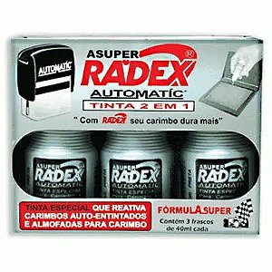 TINTA PARA CARIMBO E AUTO-ENTINTADO AUTOMATIC PRETA C/3 UNIDADES - RADEX