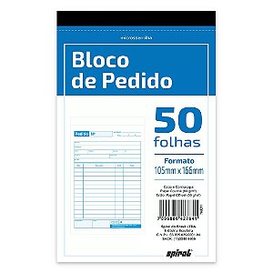 BLOCO DE PEDIDO 105MMX166MM 1 VIA 50 FLS - SPIRAL