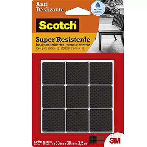 FELTRO ANTIDESLIZANTE SCOTCH QUADRADO PRETO GRANDE C/9 UNIDADES - 3M