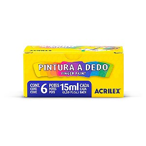 PINTURA A DEDO 15ML C/6 CORES - ACRILEX