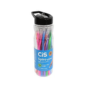 CANETA ESFEROGRÁFICA CIS SPIRO GLOW 0.7MM C/24 UNIDADES - CIS