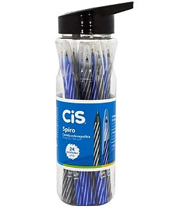 CANETA ESFEROGRÁFICA CIS SPIRO 0.7MM AZUL/PRETA C/24 UNIDADES - CIS