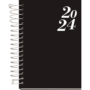 AGENDA ESPIRAL ANUAL CAPA DURA SINGLE PRETA 2024 - KIT