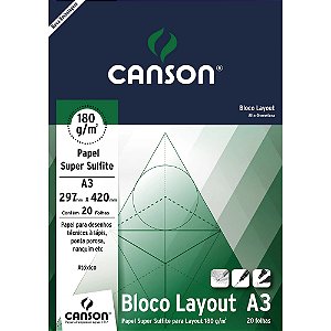 BLOCO LAYOUT A3 180 G/M² BRANCO C/20 FLS - CANSON