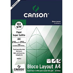 BLOCO LAYOUT A4 180 G/M² BRANCO C/20 FLS - CANSON