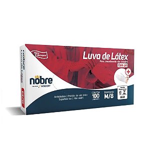 LUVA DE LÁTEX COM PÓ MÉDIA C/100 UNIDADES - NOBRE